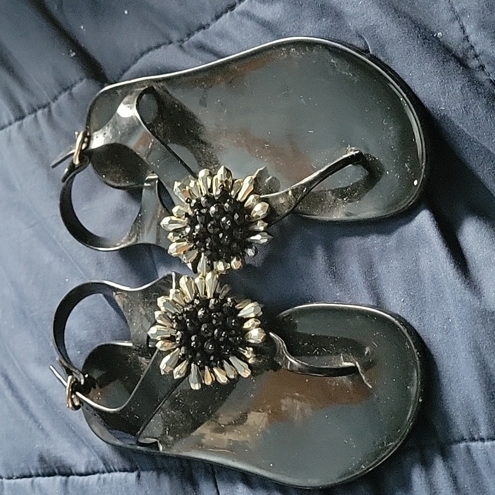 BLACK COACH THONG SANDALS